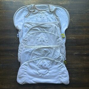 Lot of 3 Nested Bean Zen Swaddles Classic & Sleepsack, 0-6 months, stardust grey